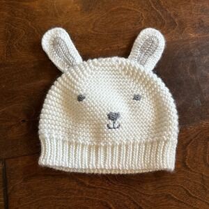 Carter's Winter Hat Baby Unisex‎ One Size White Gray Bunny Ears Crochet